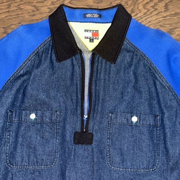Tommy Hilfiger Jeans vintage style summer big man Denim Polymide Shirt Jacket L - Picture 4 of 10